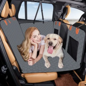 Back Seat Extender for Dogs-Waterproof Dog Car Seat Cover Hard Bottom-Detachable